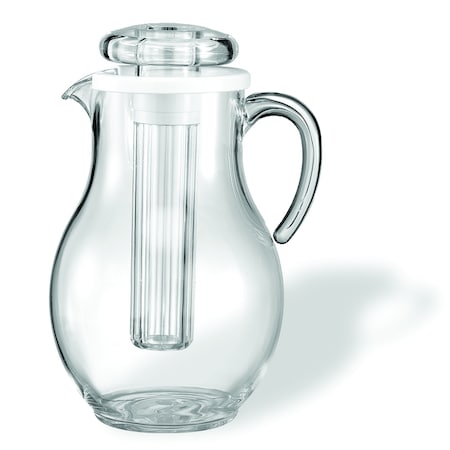 Service Ideas Plastic Water Pitcher with Ice Tube, 3.3 Liter, Smooth Body SWP33SB